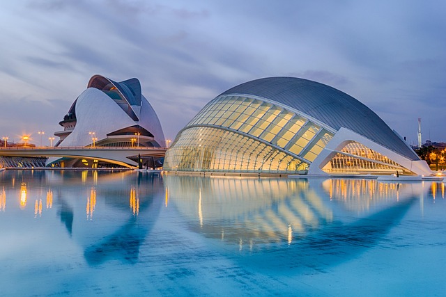 The futuristic City of Arts and Sciences in Valencia, the birthplace of paella.